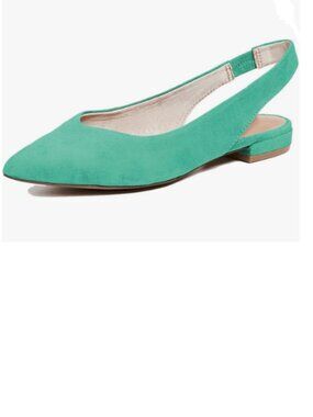 YDN Turquoise Suede Pointed Toe Slingback Low Heel Slide Sandals Dress Pump